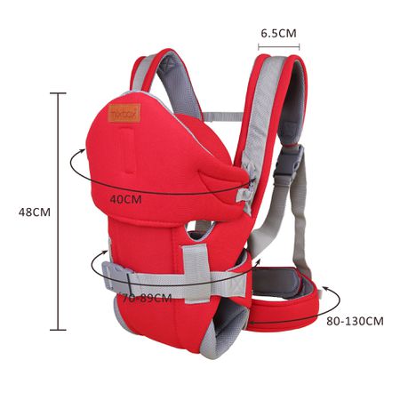 👶 6-in-1 Ergonomic Baby Carrier with Lumbar Support – Red & Blue (For Babies 4 to 18 Months / Supports Up to 14 kg)