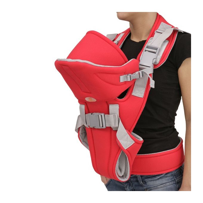 👶 6-in-1 Ergonomic Baby Carrier with Lumbar Support – Red & Blue (For Babies 4 to 18 Months / Supports Up to 14 kg)