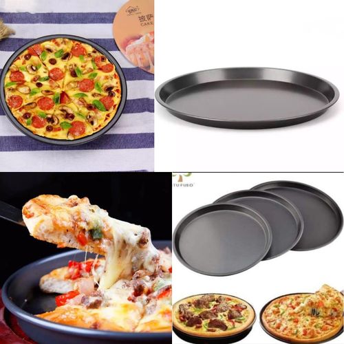 3-Piece Non-Stick Carbon Steel Pizza Pan Set – 24cm, 26cm, 27cm – Smooth Edge, Oven & Dishwasher Safe