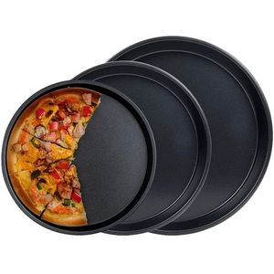 3-Piece Non-Stick Carbon Steel Pizza Pan Set – 24cm, 26cm, 27cm – Smooth Edge, Oven & Dishwasher Safe