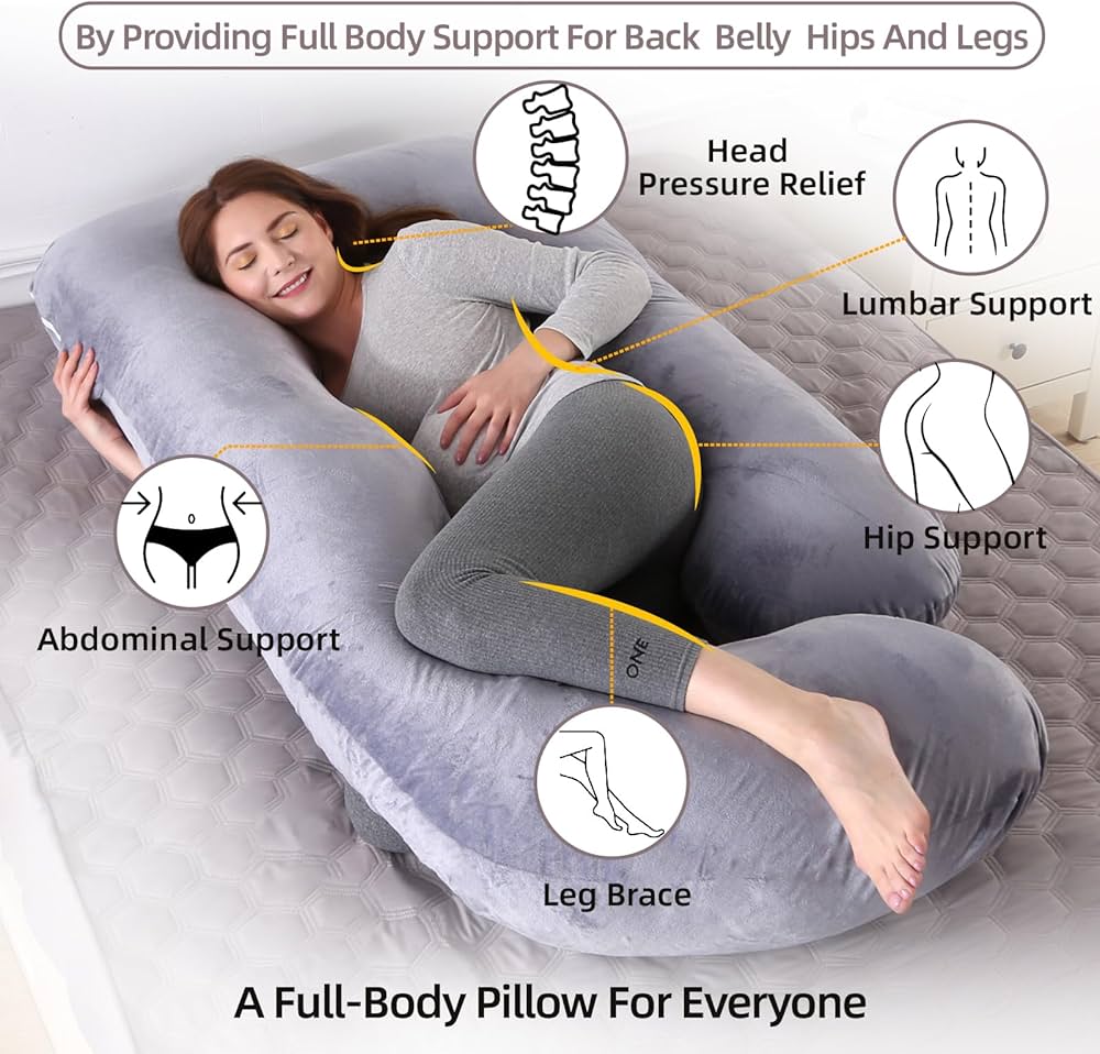 Generic Comfortable U-shaped Pregnancy Pillow -  Support for Back, Legs, Belly, HIPS for Pregnant Women, 57 Inch Pregnancy Pillow A Must Have for Pregnant Women
