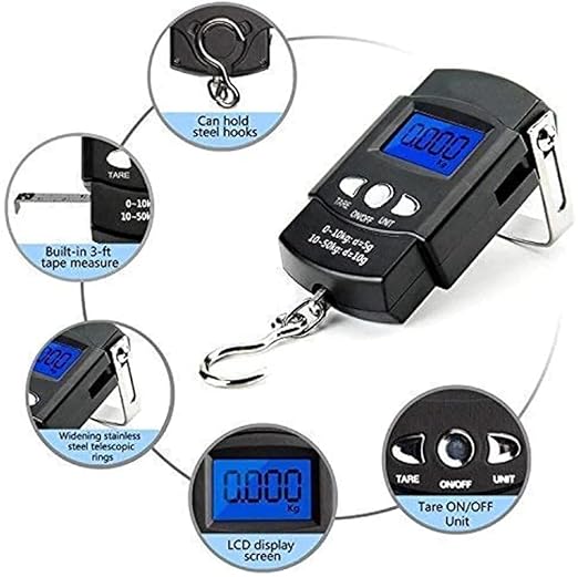 ⚖️ Royal Enterprise Portable Digital Hanging Weight Scale – 50kg Capacity | For Luggage, Travel & Home Use