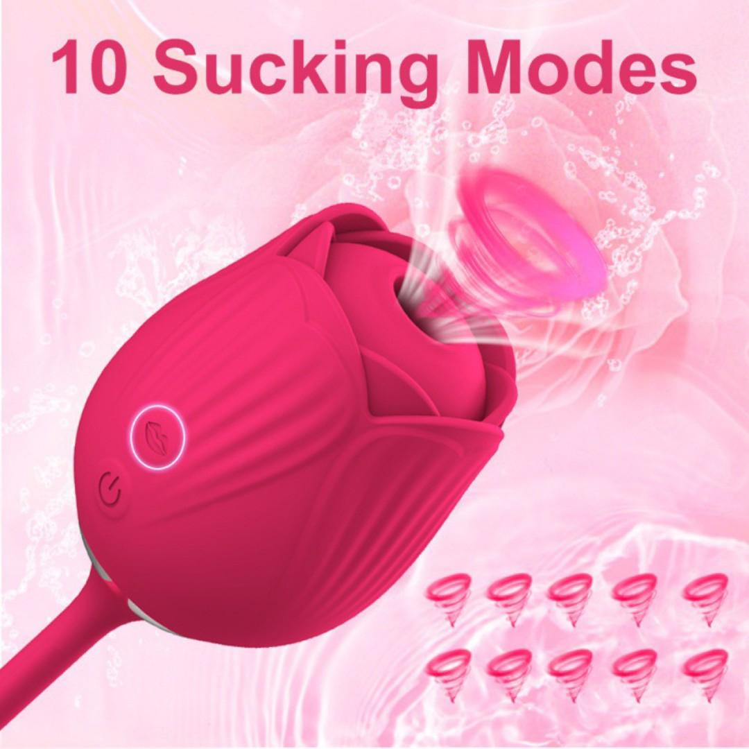 Rose Vibrator DUAL Stimulator Dildo Sex Toy Clitoris Sucking NIPPLE Thrusting Dildo For Women view 3