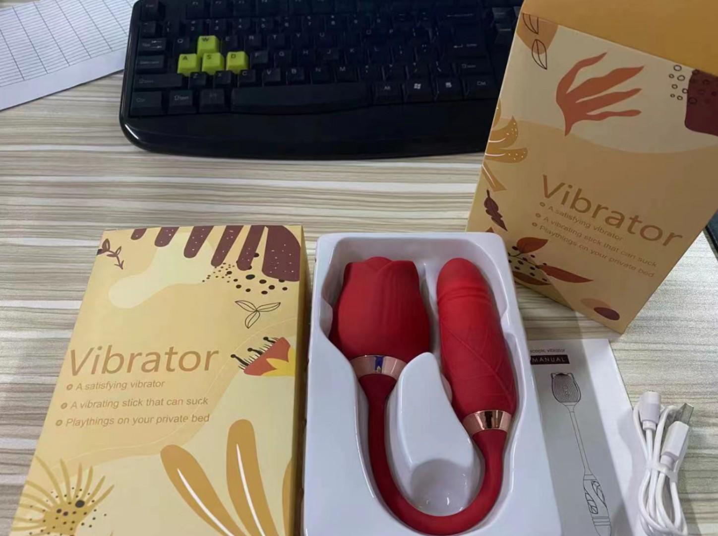 Rose Vibrator DUAL Stimulator Dildo Sex Toy Clitoris Sucking NIPPLE Thrusting Dildo For Women view 6