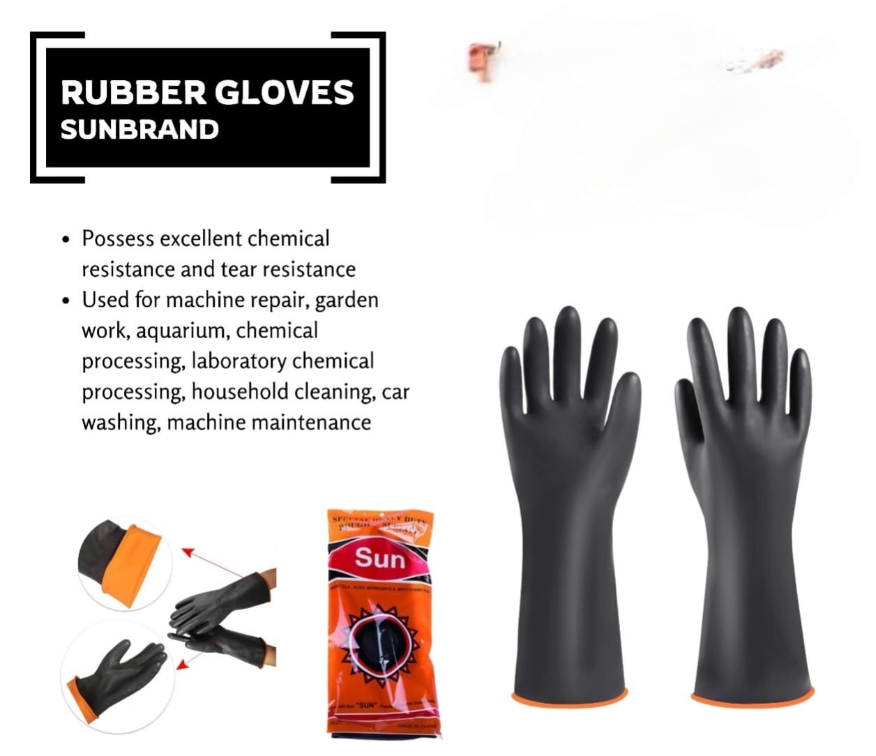 Heavy duty Safety Rubber Gloves chemical resistant cleaning working gloves
