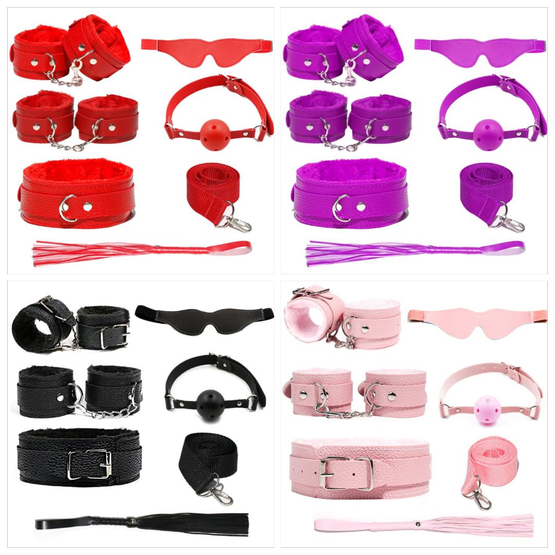 Sex Bondage Kit for Women:  Restraint Leather Set Sex Toy with Sex Blindfold Handcuffs and Ankle Cuffs BDSM Whip Sex Rope, Bondage Restraint Kits for Couples SM Games, Restraint Set for Sex