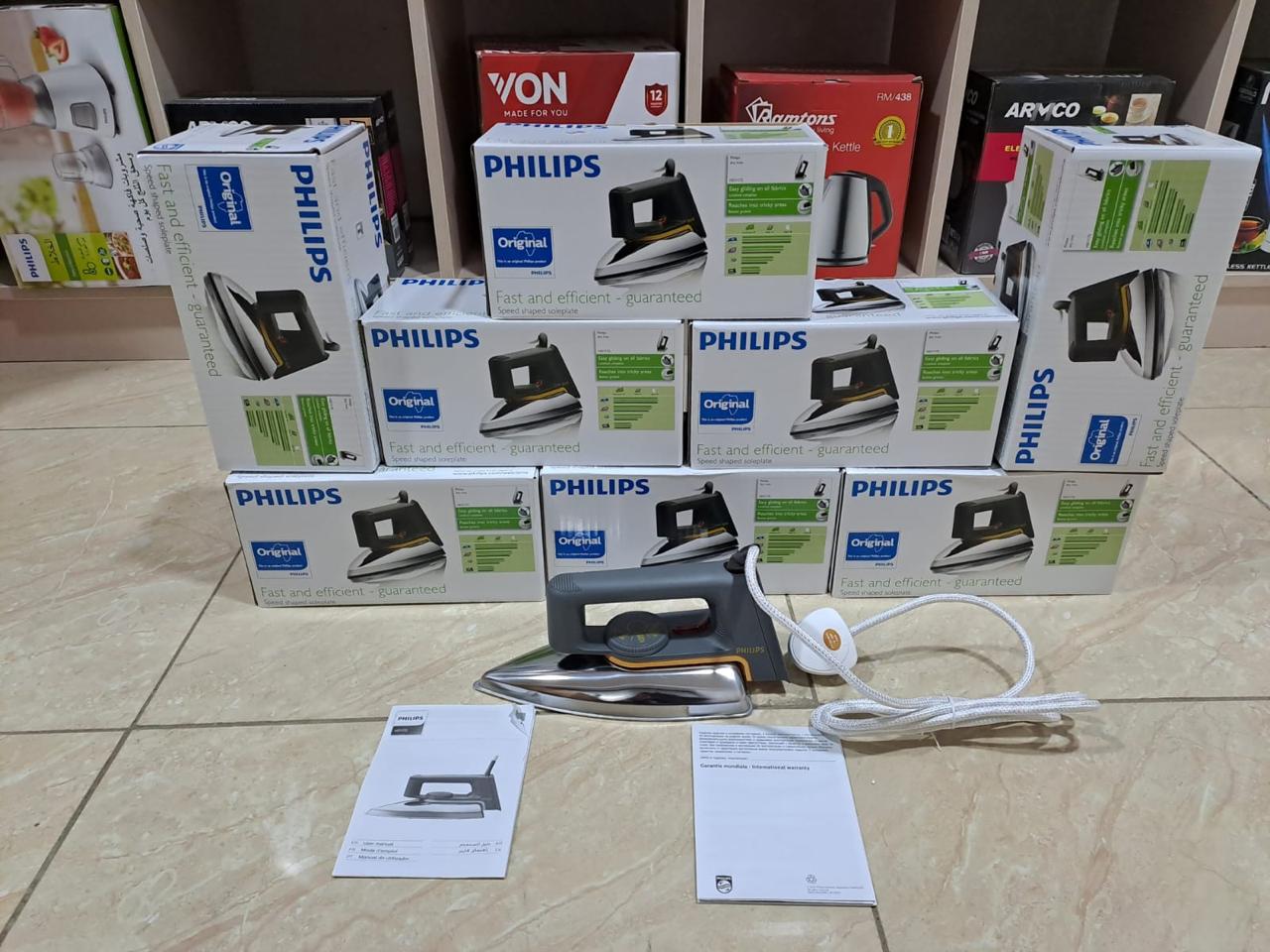 Philips ORIGINAL Home Based Electric Dry Iron Box   Dry Iron is what you need to keep tidy. Iron helps to speed up your ironing‎, ‎ gliding on all fabric types smoothly and easily‎.‎