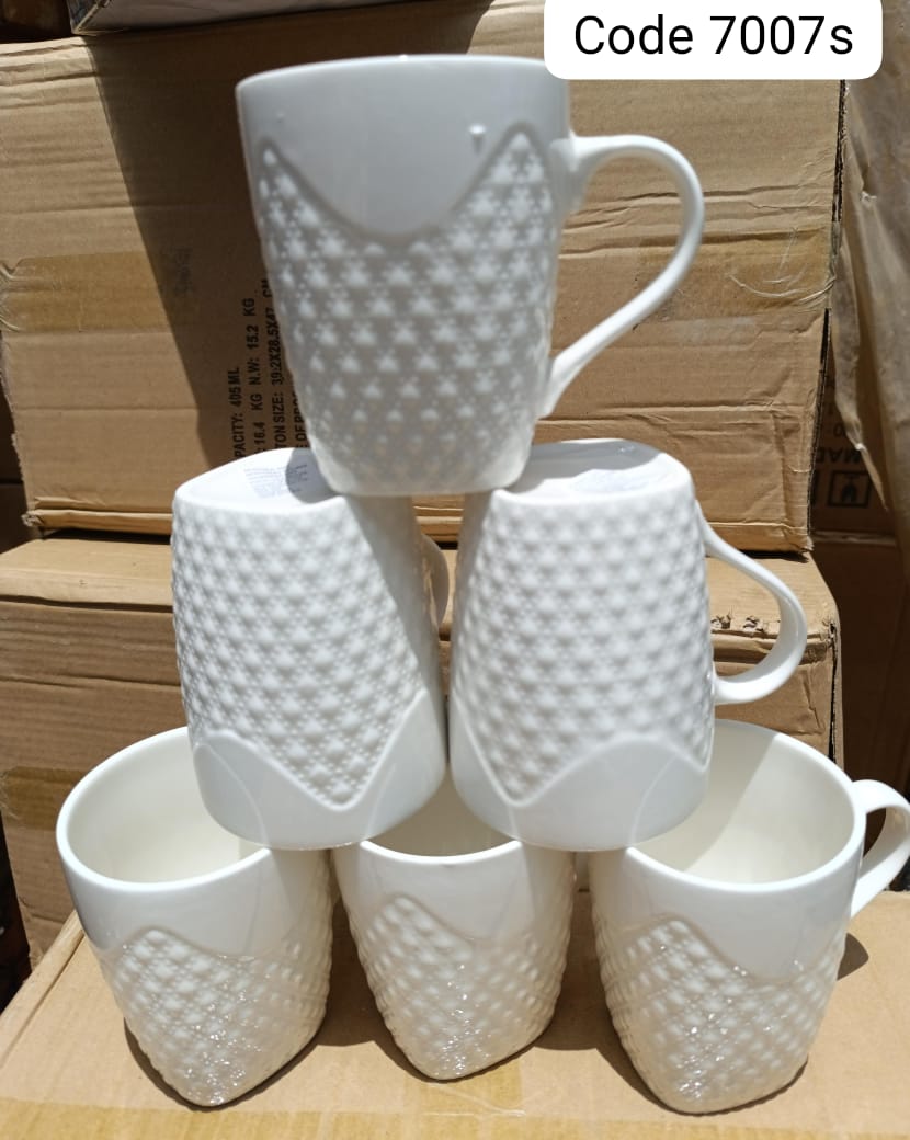 Sundabest White Decorated Print Tea Cups 6 PIECES  This high quality coffee mug is an item that you can use as a  perfect way to start your day to serve your coffee or tea.  It also adds a touch of gl