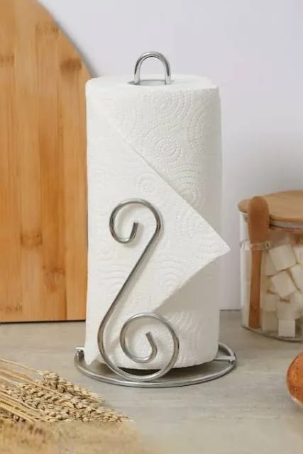 Tissue holder is a high quality modern design free standing chrome toilet paper/kitchen
roll holder. This product has a stylish modern design and an easy to clean wipe
clean chrome finish. This produc