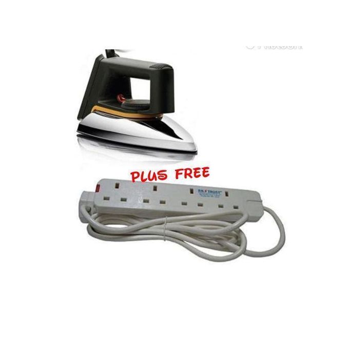 IPCONE Powerful Dry Iron Box Electric-PLUS FREE FOUR WAY SOCKET  The button groove makes ironing along buttons and seams fast and easy.