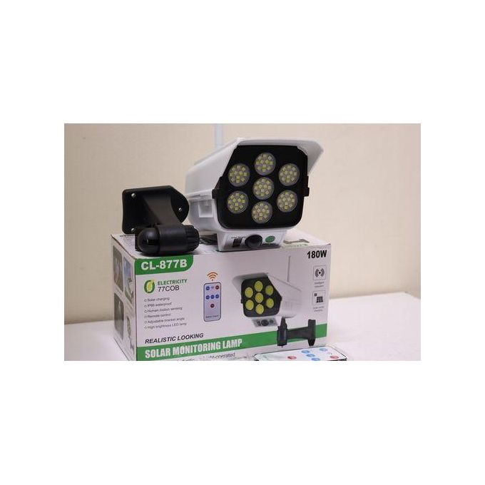 CcLamp 180W Solar Monitoring Lamp/ CCTV Dummy  This Simulation Monitoring Solar Induction Lamp is in the form of a video surveillance camera.
Its Equipped with Intelligent lighting control for securit