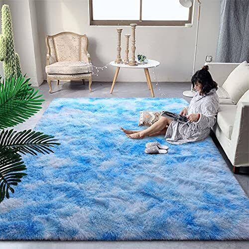 5 By 8 Soft Fluffy Grey Patches Carpets Non-slip Rugs Floor Mat This woolen shag rug in cotton Fluffy material and a thick surface is the ideal carpet for your home that will give you value for your m