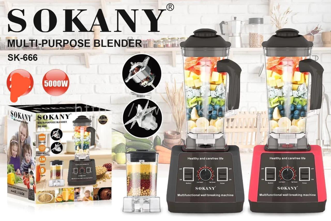 Sokany SK- 666 5000W, 2.5Ltrs, 9 Speed High Power Commercial Grade Blender, Food Processor With Grinder  It is a safe and healthy way of blending food.‎‎‎‎This Signature Blender will make food by prep