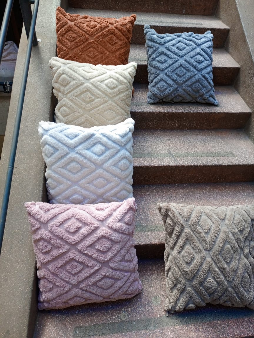 Moder soft textured diamond pattern throw pillow case   throw pillow covers, designed with geometric diamond tufting patterns and playful tassel accents for a cozy yet chic vibe. Made from soft, breat