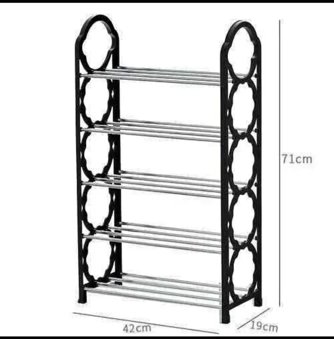 5-Layer Simple Plastic Free Standing Shoe Rack comes with variety colors  The shoe rack is perfect for all your shoes storage needs, besides being highly portable and convenient. The portable wardrobe