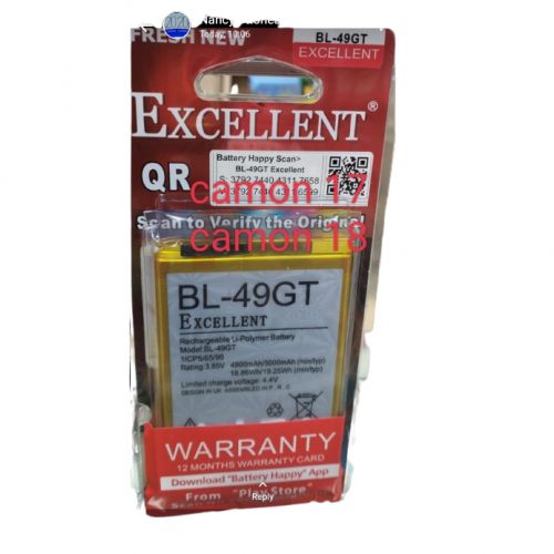 Excellent Tecno Camon 17/camon 18 -bl-49gt Battery-grey