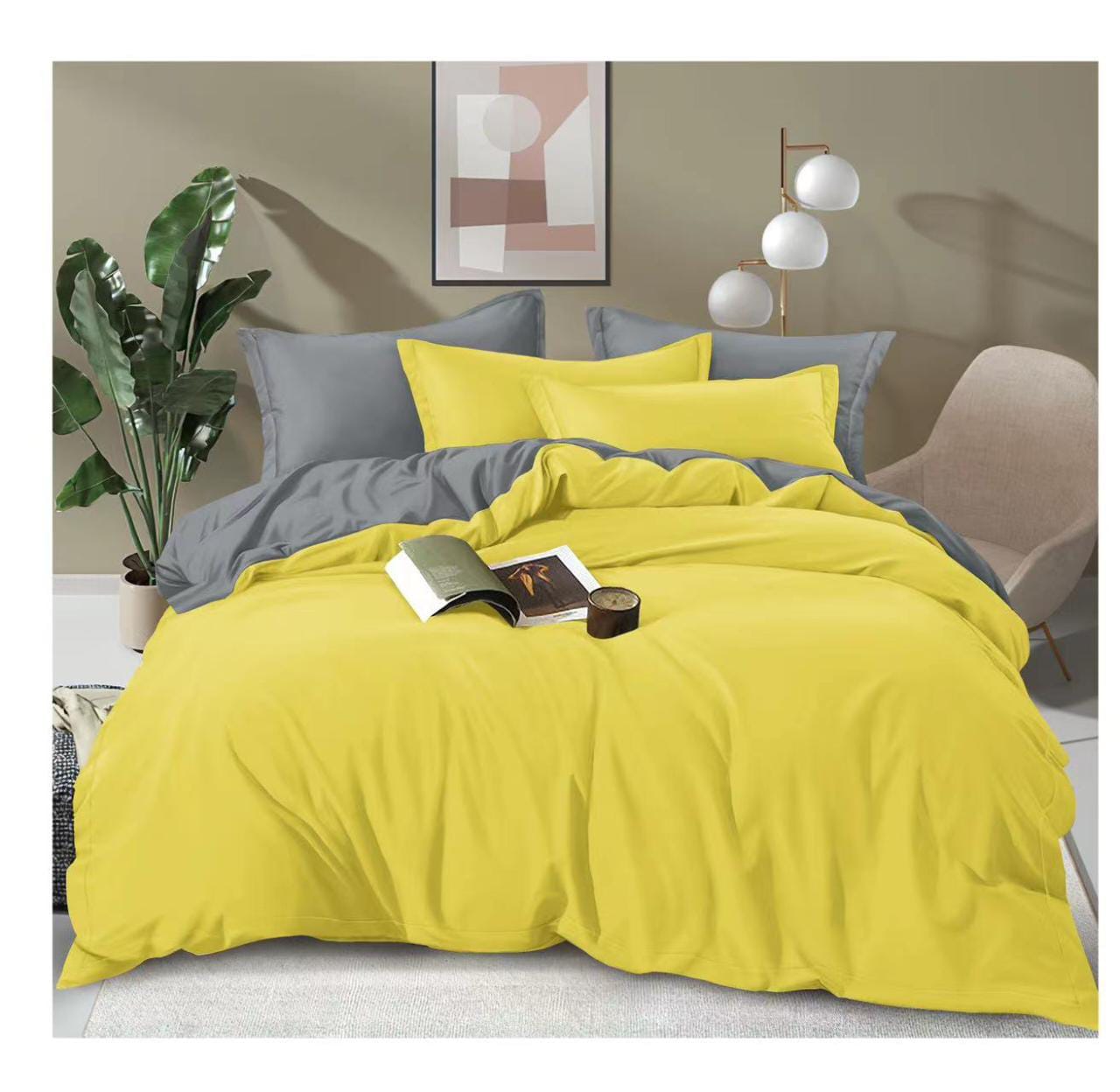 5*6/6*6 Plain Double sided color Cotton Duvet covers with ➖2pillowcases ➖1pc bedsheet ➖1pc Duvet cover
