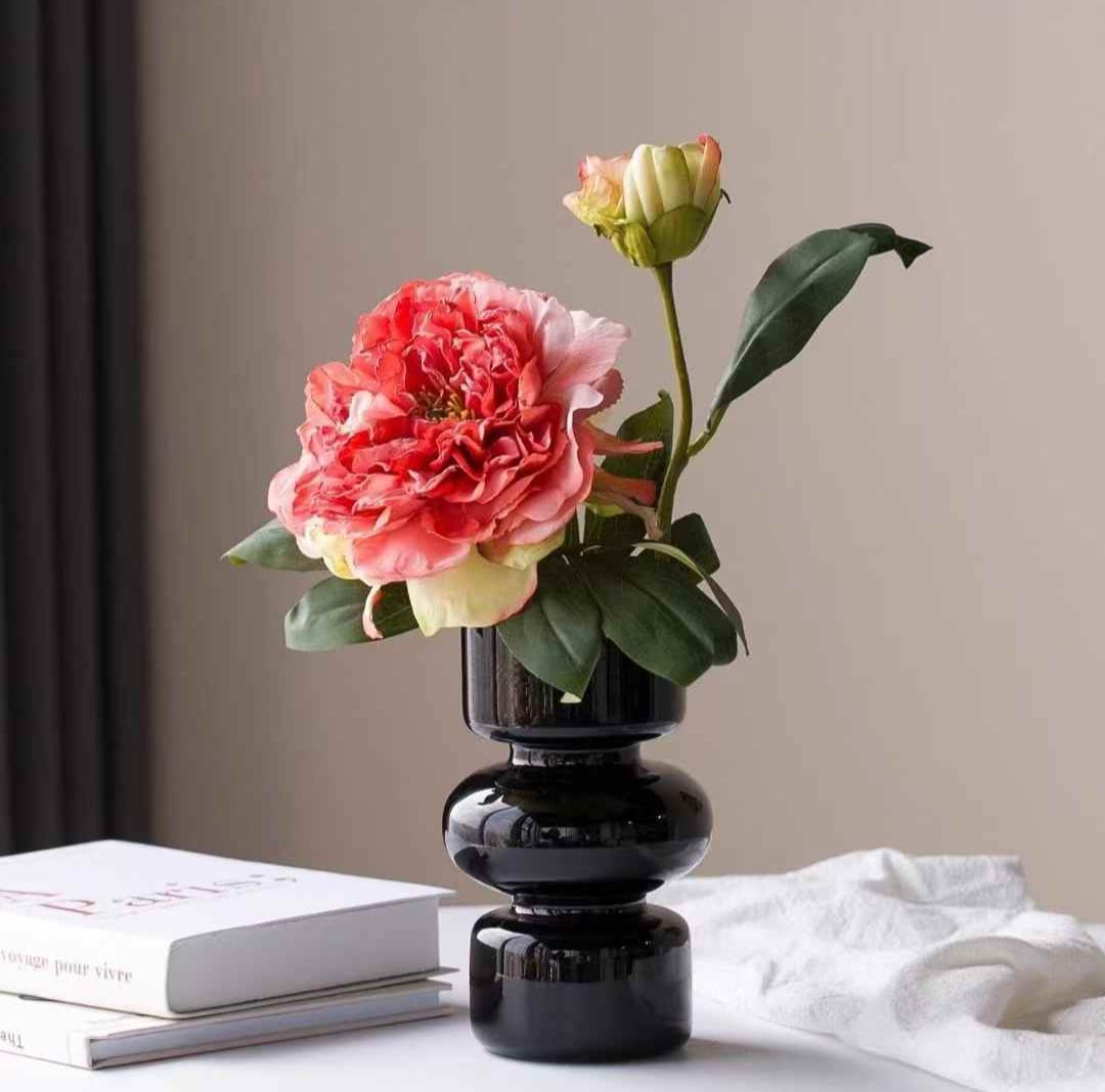 High Quality classic Glass Circular Decorative Flower Vase for Home or Office  with an Elegant Design Perfect for Displaying Fresh or Artificial Flowers in Living Rooms, Dining Rooms & Entryways