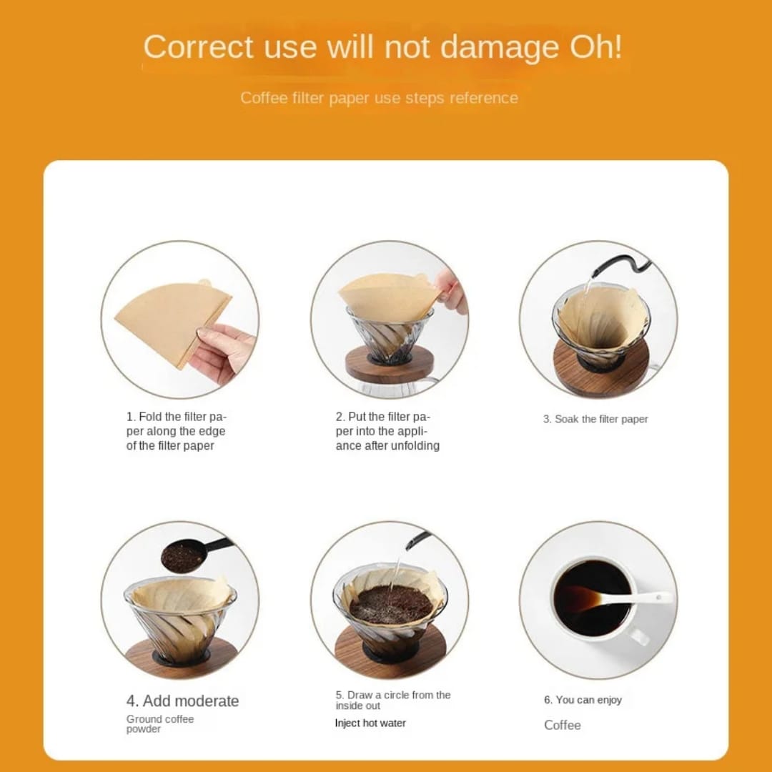 50PCS Disposable Coffee  filter Paper. Size - This cone coffee filters paper great fits for your drippers.