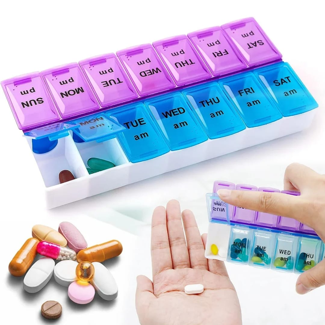 7 days Pill Box organizer Practical pill box for a week with 14 days compartments for ▫️Morning and Evening