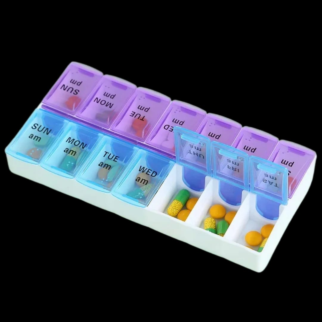 7 days Pill Box organizer Practical pill box for a week with 14 days compartments for ▫️Morning and Evening