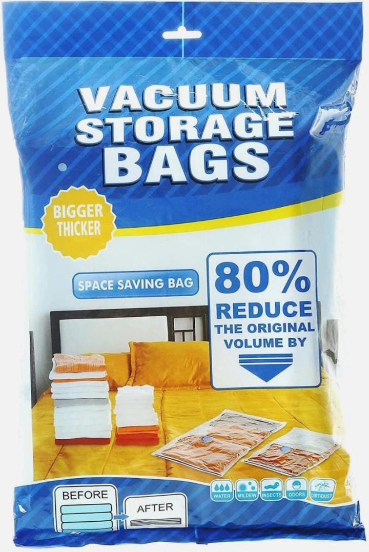 6pcs Vacuum storage bags with suction pump, for 1 pack in blue capacity 80*100cm