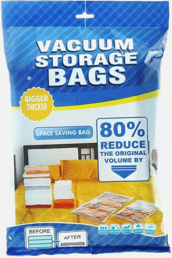 6pcs Vacuum storage bags with suction pump, for 1 pack in blue capacity 80*100cm
