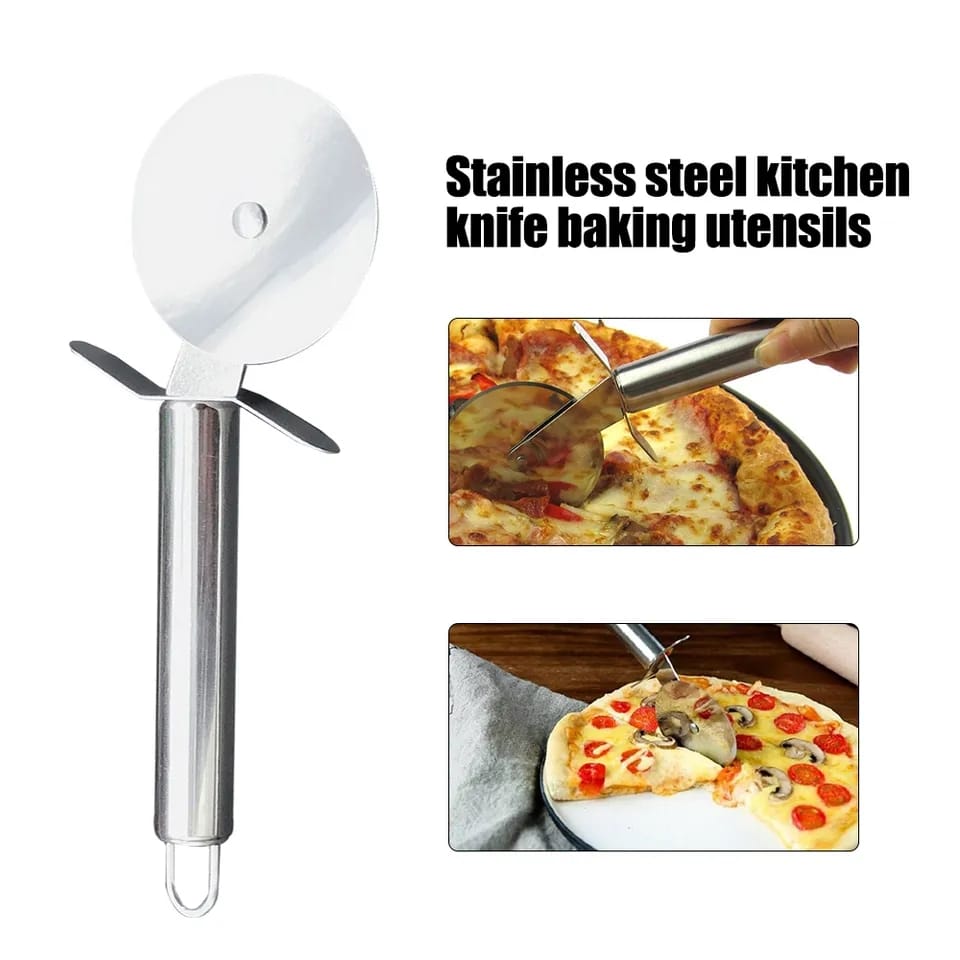 CLEARANCE SALE!! 2IN1 PIZZA CUTTER AND NONSTICK BLACK PIZZA PAN COMBO 31CMS DIAMETER