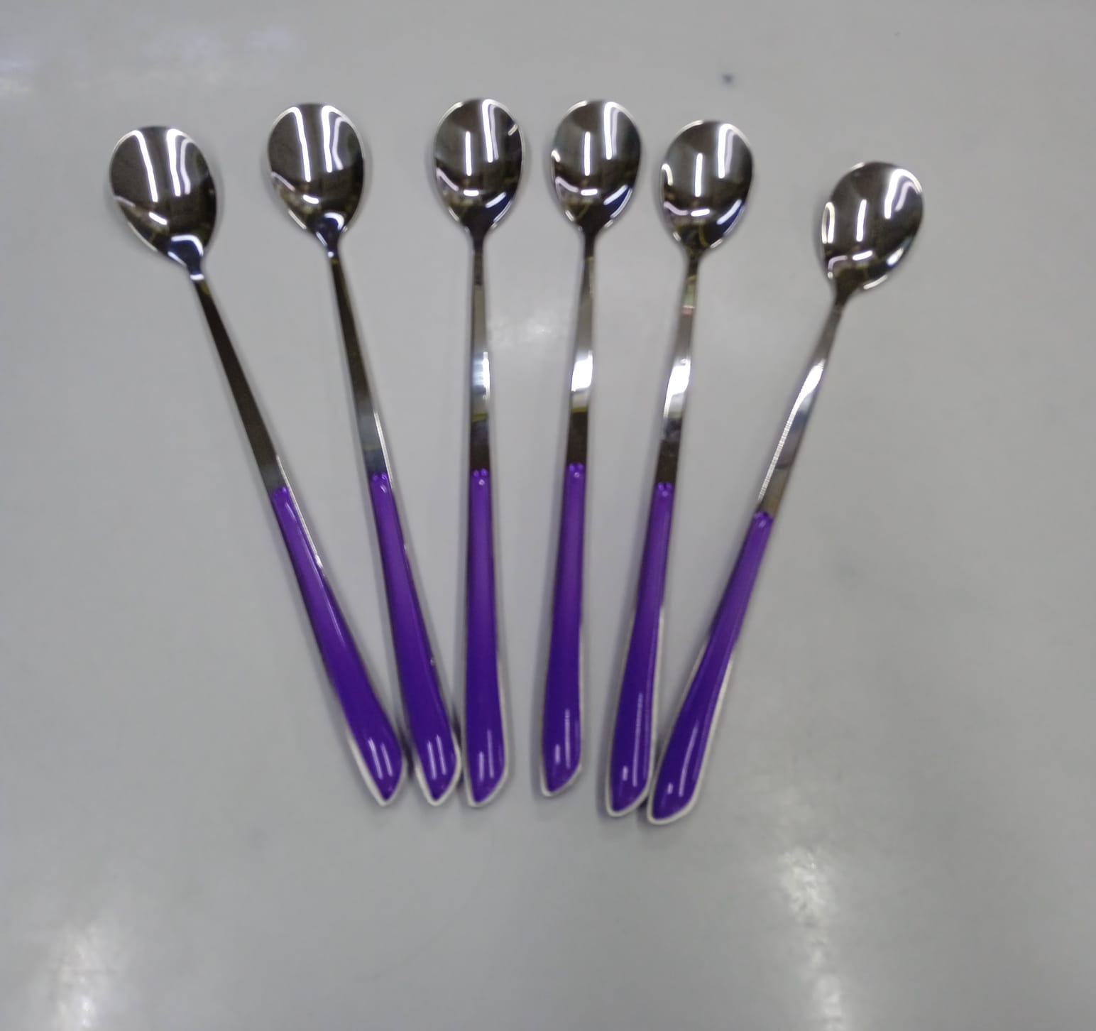 Set of 6pcs high quality stainless steel colored kitchen long tea spoons