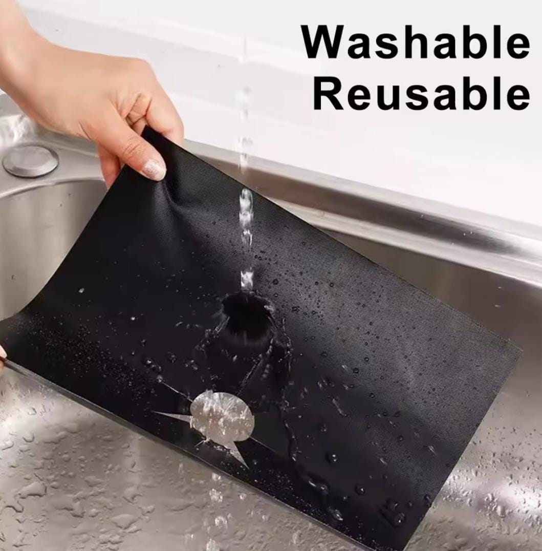 4Pc Non-Stick Gas Cooker Protectors Cover Liner Mat Pad, reusable, easy to clean, waterproof