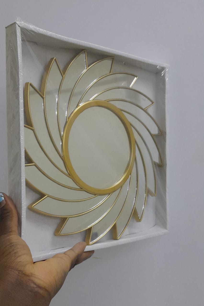Decorative Wall hanging frame art/ Mirror, real photos attached, all with a goldish finish, for home, office and other areas