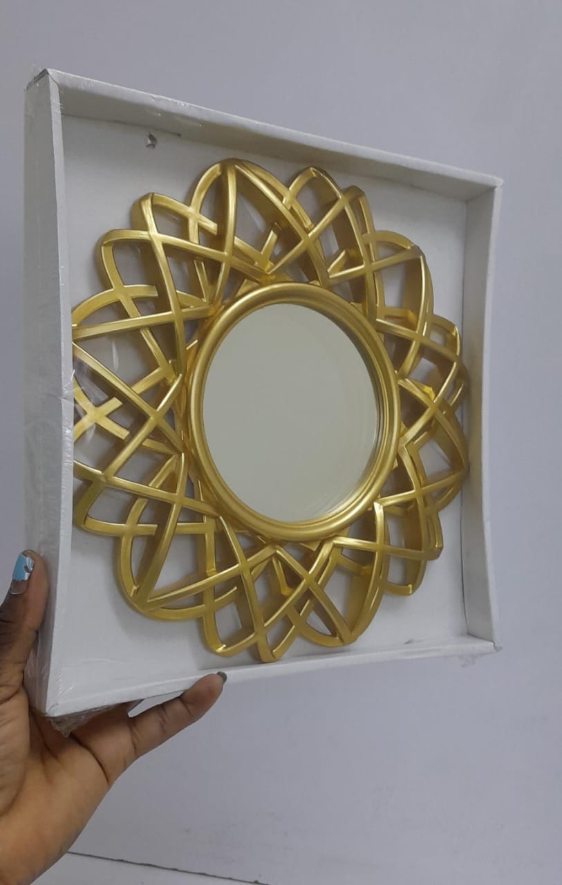 Decorative Wall hanging frame art/ Mirror, real photos attached, all with a goldish finish, for home, office and other areas