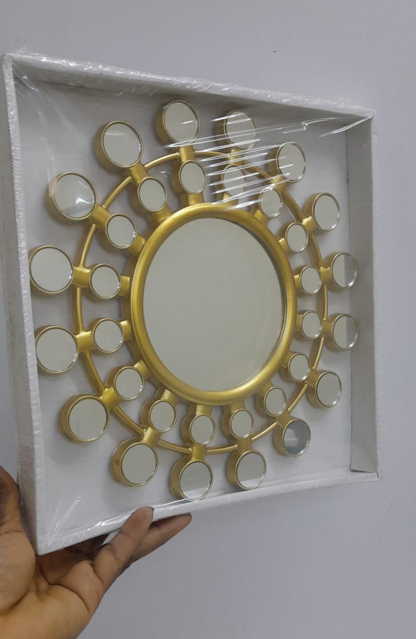 Decorative Wall hanging frame art/ Mirror, real photos attached, all with a goldish finish, for home, office and other areas