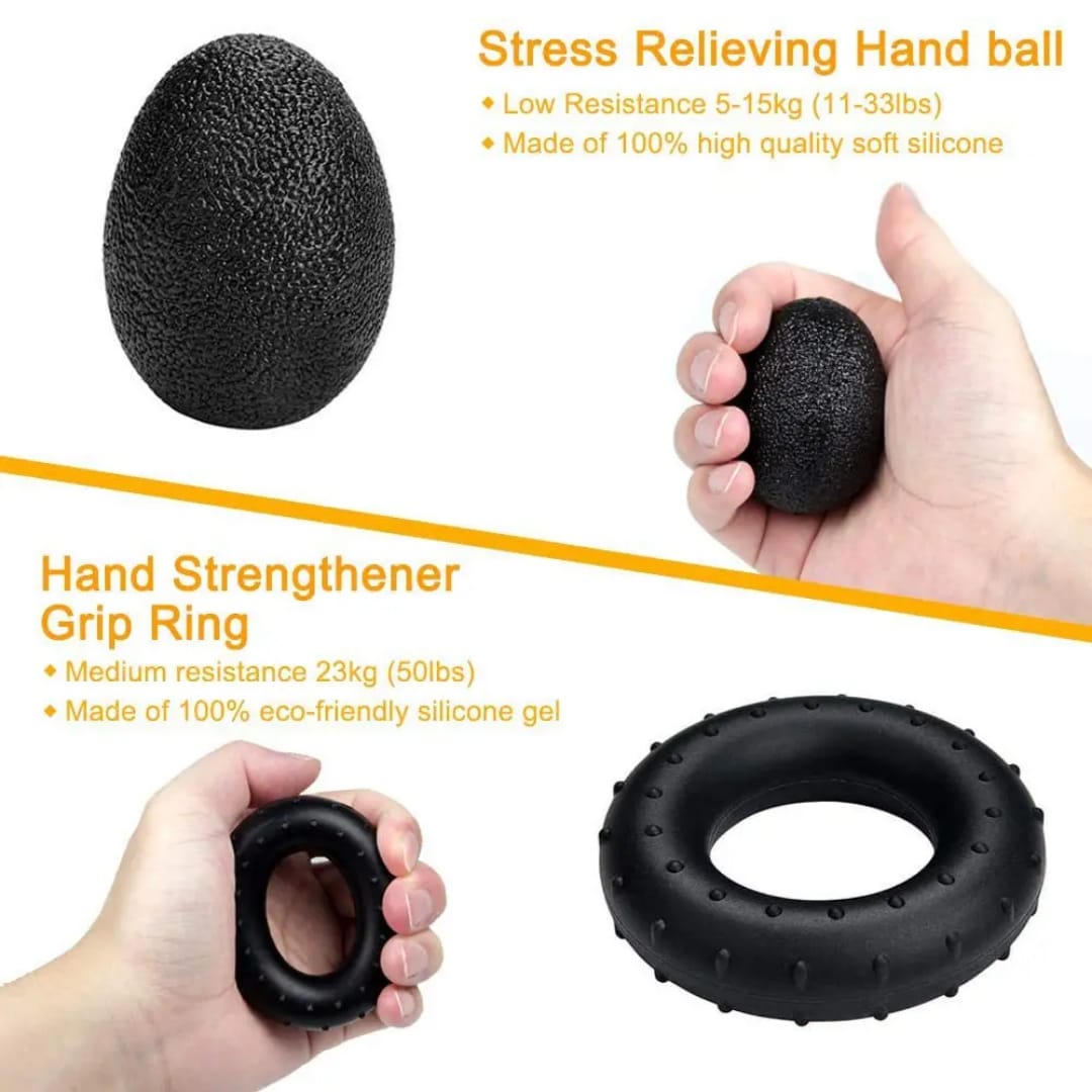 5PCS Hand Grip Strengthener Set | Strength Training Equipment Forearm Finger Exerciser | Finger Stretcher 5-60 kg Adjustable Hand Gripper | Exercise Ring & Grip Ball for Athletes, Gym Training