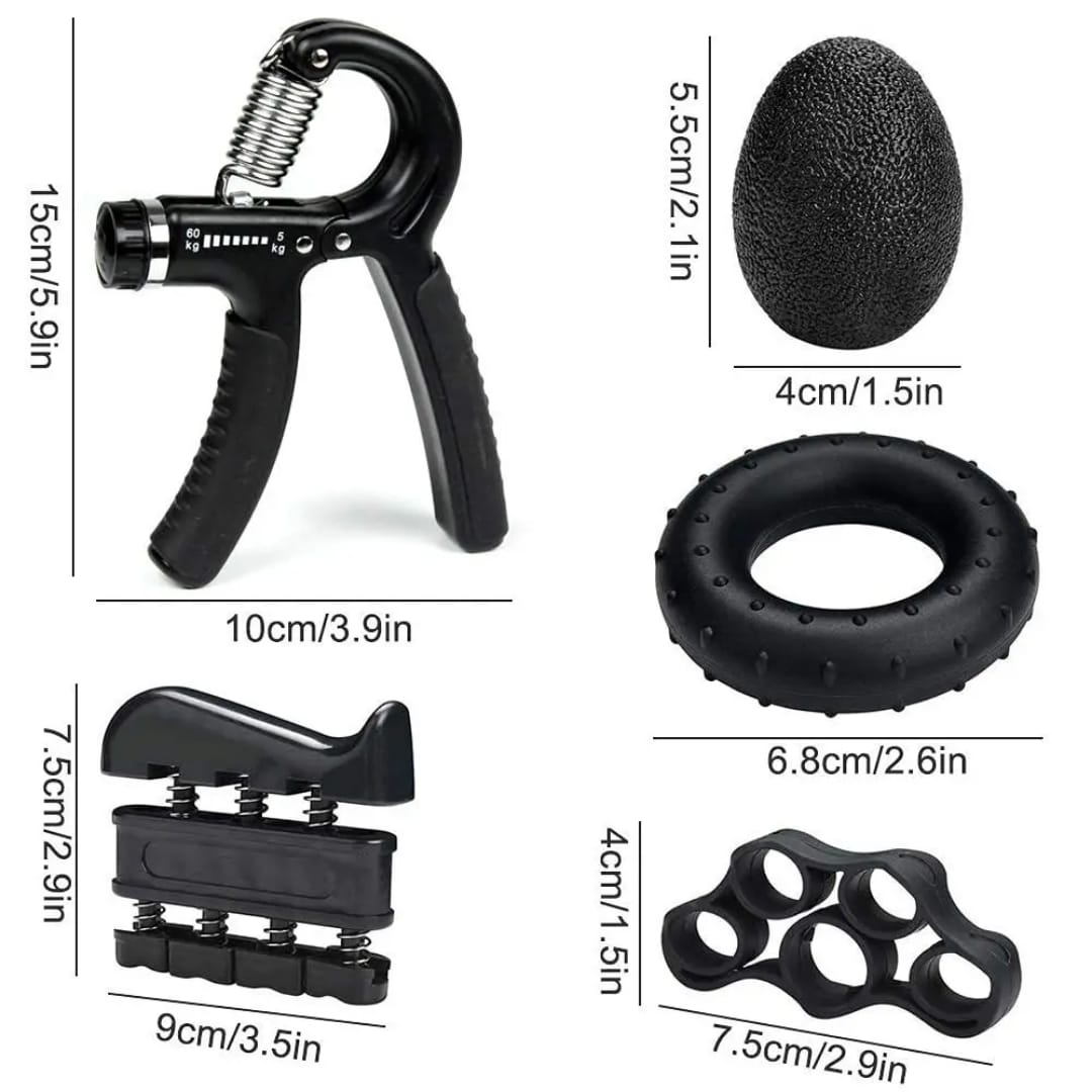 5PCS Hand Grip Strengthener Set | Strength Training Equipment Forearm Finger Exerciser | Finger Stretcher 5-60 kg Adjustable Hand Gripper | Exercise Ring & Grip Ball for Athletes, Gym Training