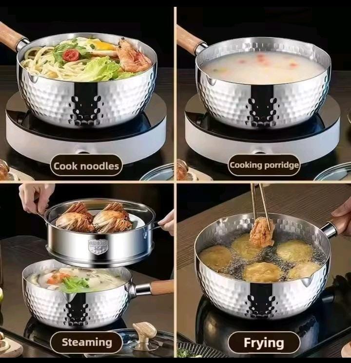 3LITERS Stainless Steel SUFURIA/ SNOW  /MILK Cookware with Wooden Handle, material: aluminium with wooden handle in 22cm