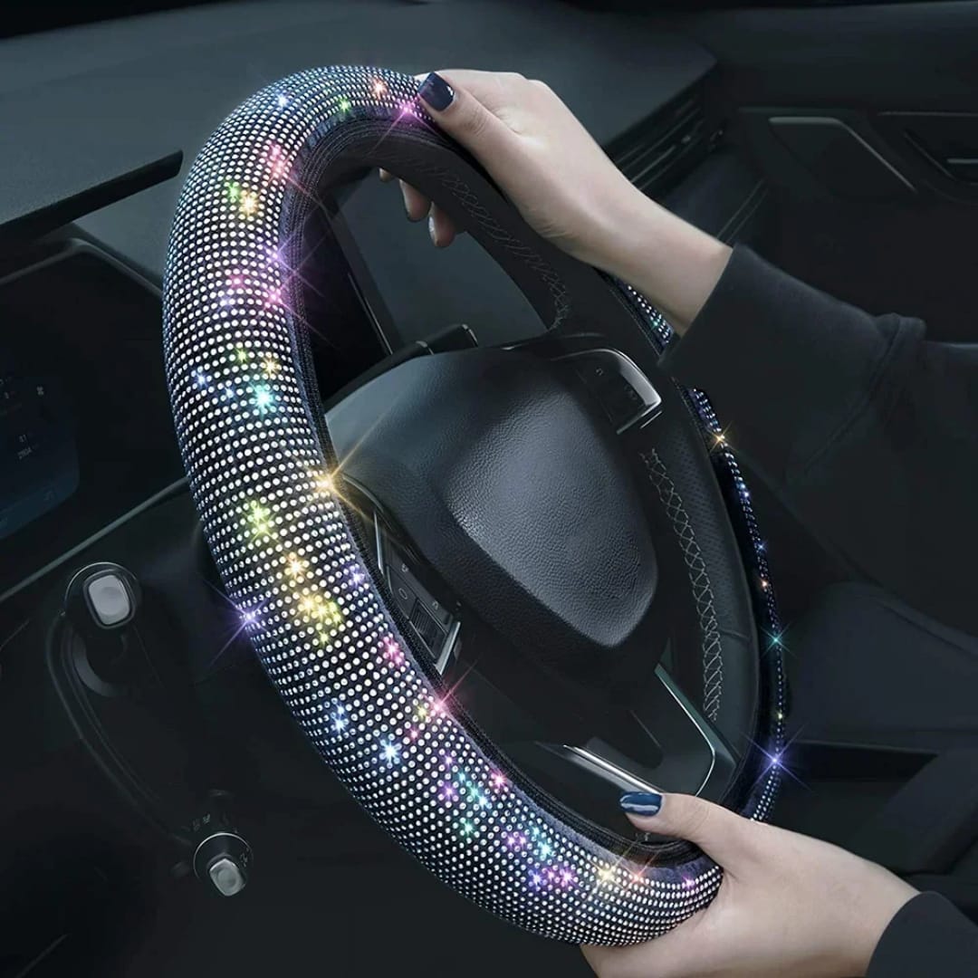Fancy super stretching sparkling steering wheel cover in different  colours , fits all vehicles