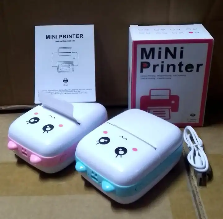 Portable handheld rechargable bluetooth mini printer, Inkless Label, Receipt, Photo & Note Printer 200DPI, Bluetooth Smartphone Connectivity