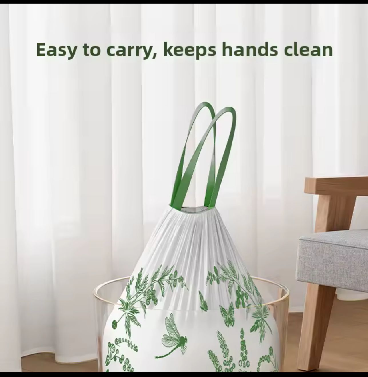50pcs Extra Thickened Kitchen trash Bags Drawstring Tie Trash Bags Home Use Tear Resistant PE Material for Food Waste