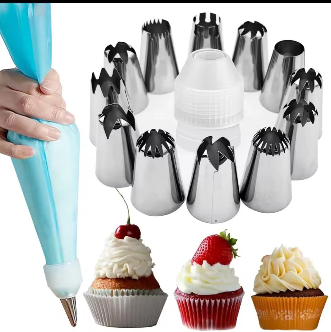 Multifunctional Cake decorating tools, Material: Silicone pastry bag with stainless steel Cake mouth, pipping bag, funnels with and without knife