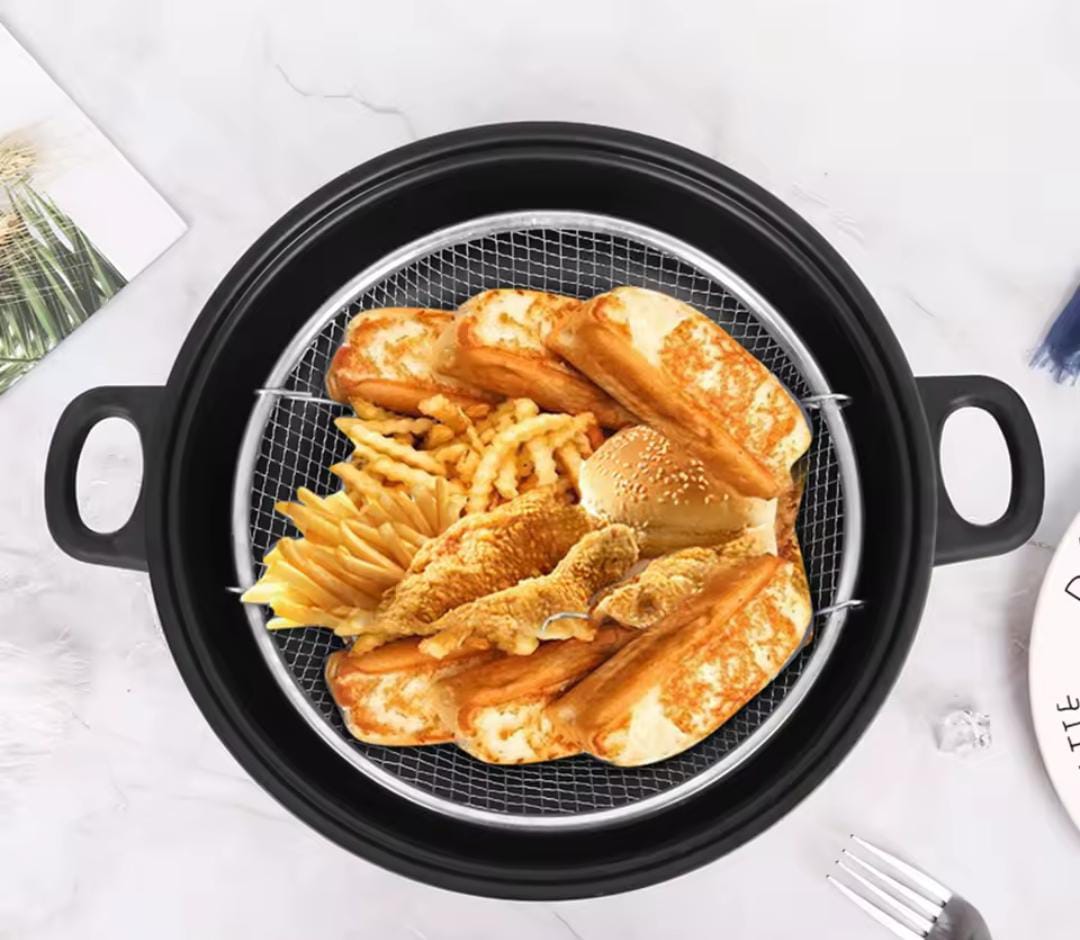 Stainless steel deep frying basket sieve ,Round shape ,Silver colour