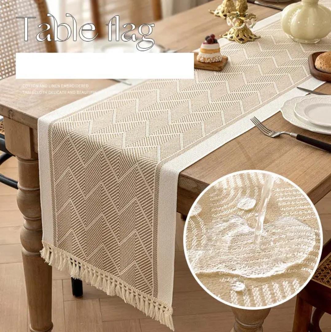Modern Braided Cotton Linen blend Table Runner –size 35x210cm luxurios Dining Table Decor