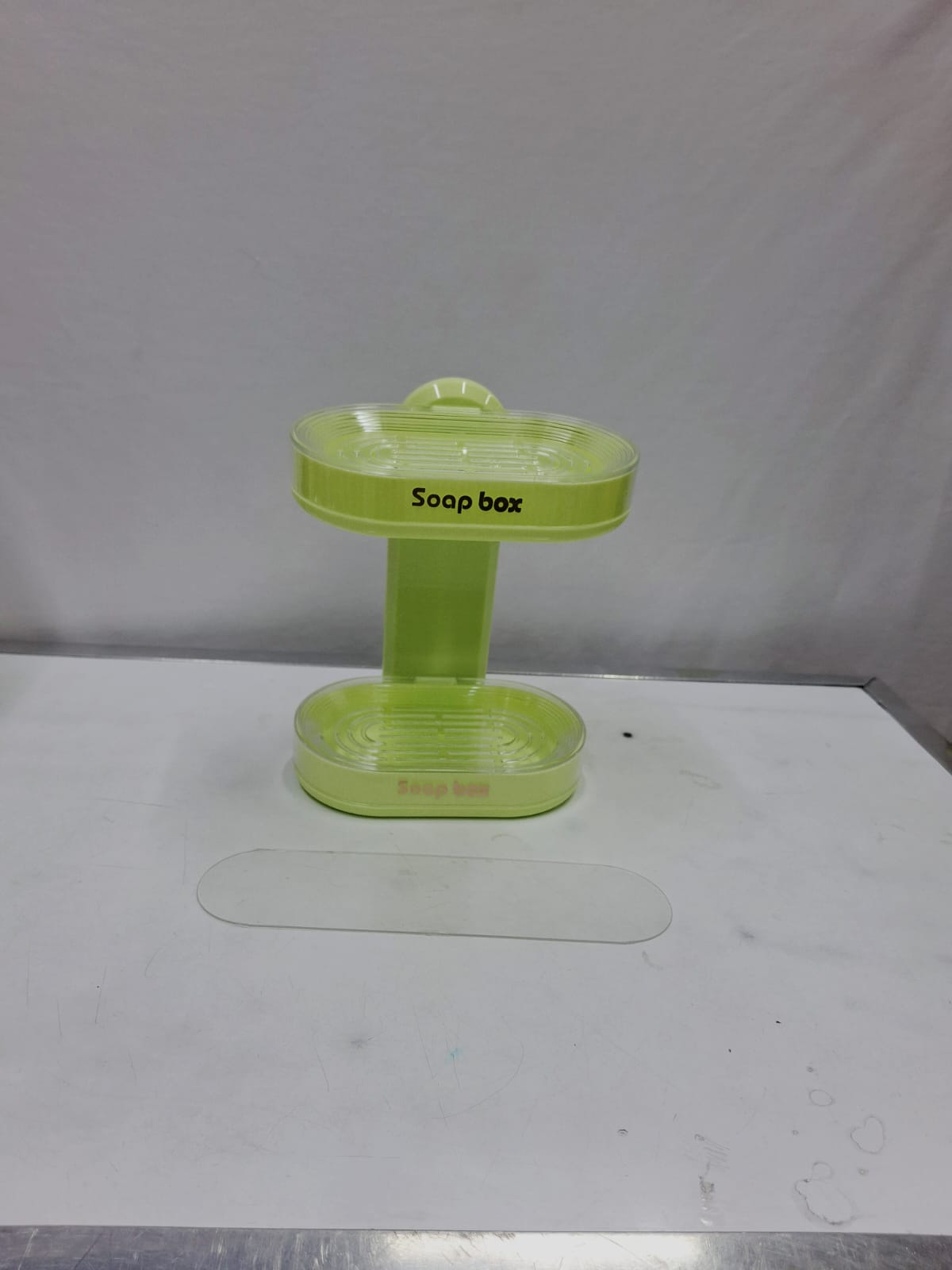 Double soap holder Available in cream, green, blue, clear, you can stick holizontaly or vertically. comes with an aethestic sticker for any wall