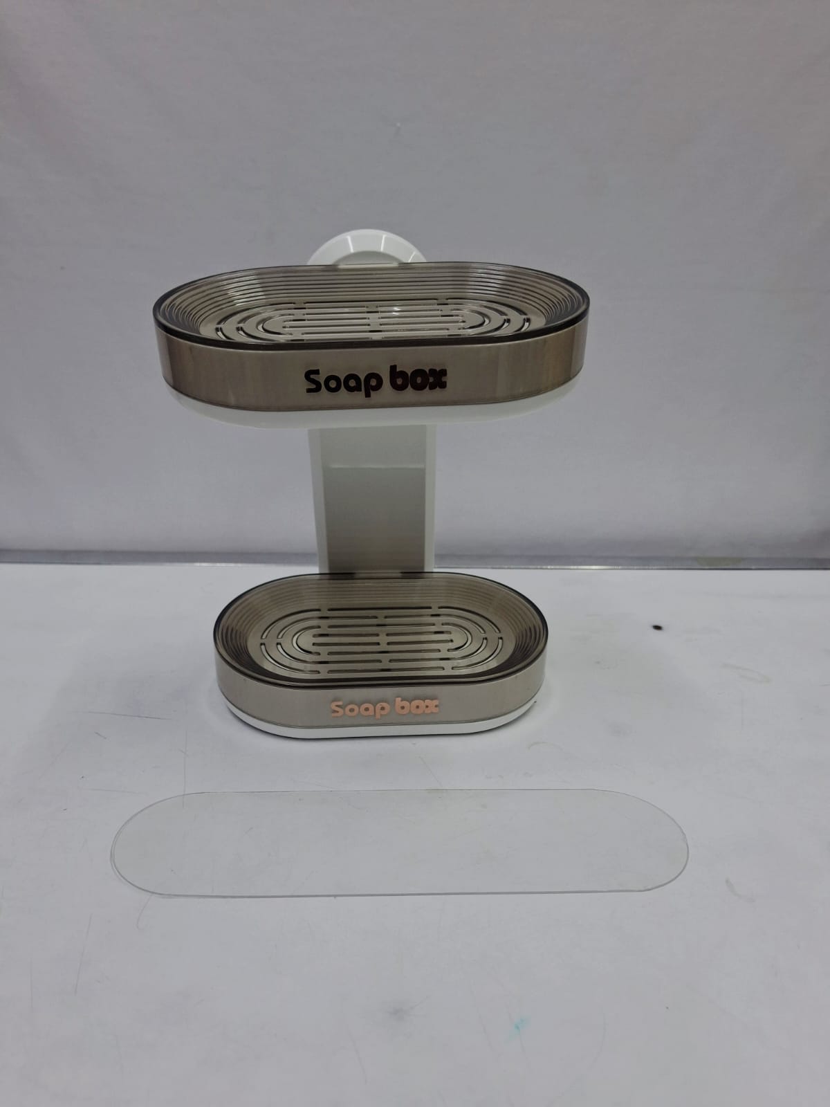 Double soap holder Available in cream, green, blue, clear, you can stick holizontaly or vertically. comes with an aethestic sticker for any wall