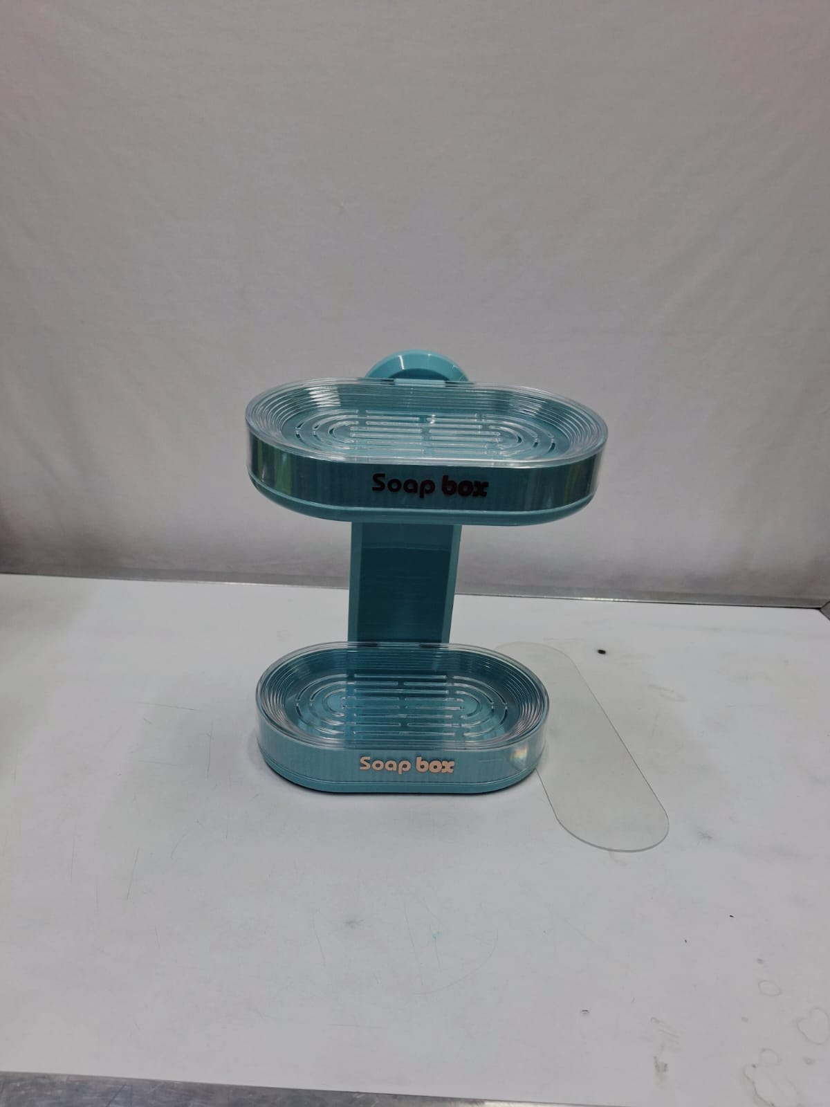 Double soap holder Available in cream, green, blue, clear, you can stick holizontaly or vertically. comes with an aethestic sticker for any wall