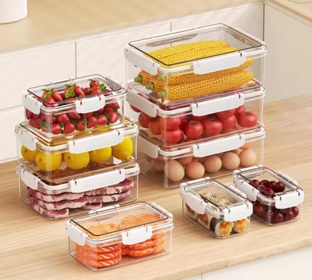 Transparent Airtight food containers,  Capacity. :3300ml , 1700ml & 700ml, Multigrain Sealed Cans,Food Storage, Kitchen Refrigerator With Lid Fresh lock
