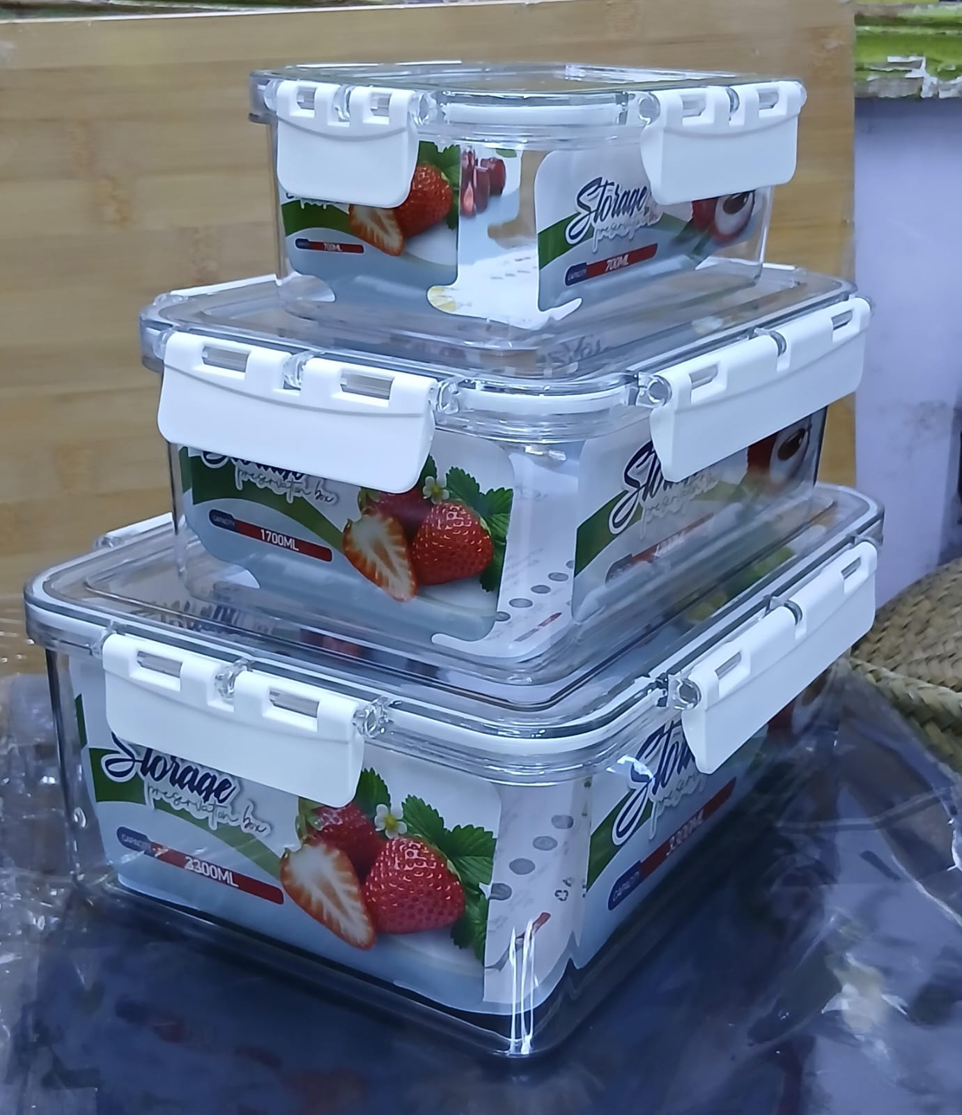Transparent Airtight food containers,  Capacity. :3300ml , 1700ml & 700ml, Multigrain Sealed Cans,Food Storage, Kitchen Refrigerator With Lid Fresh lock