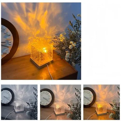 3d Rgb Atmosphere Night Light Rotating Water Pattern Table Lamp Living Room Bedroom Decor Night Light Led on Projection Lamp