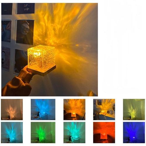 3d Rgb Atmosphere Night Light Rotating Water Pattern Table Lamp Living Room Bedroom Decor Night Light Led on Projection Lamp