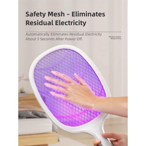 2-in-1 Electric Mosquito Swatter & Lamp – Rechargeable Insect Repellent with Triple Safety Mesh, LED Indicator, Anti-Shock Design for Night Use